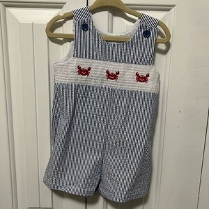 Seersucker smocked crab Jon Jon size 12m